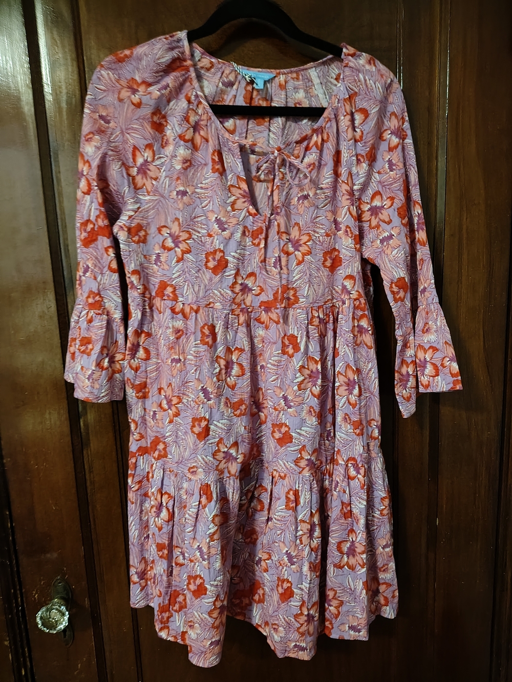 Draper James Floral Tiered Dress Purple Coral NWT 100% Cotton Sz XS
